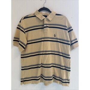 Vintage Nautica Polo Shirt Men's M Yellow Stripe 90s Y2K Sail Logo